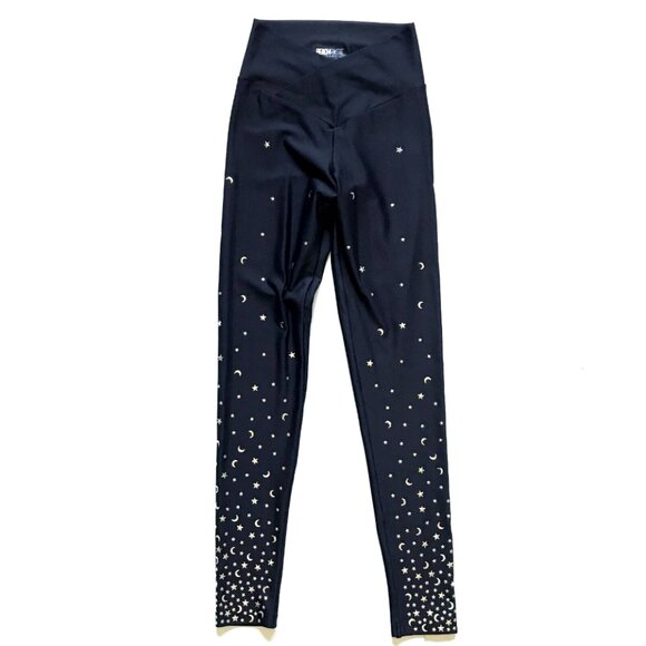 Beach Riot Pants - Beach Riot Celestial Leggings Womens Small Black High Rise Moon Stars Sparkle